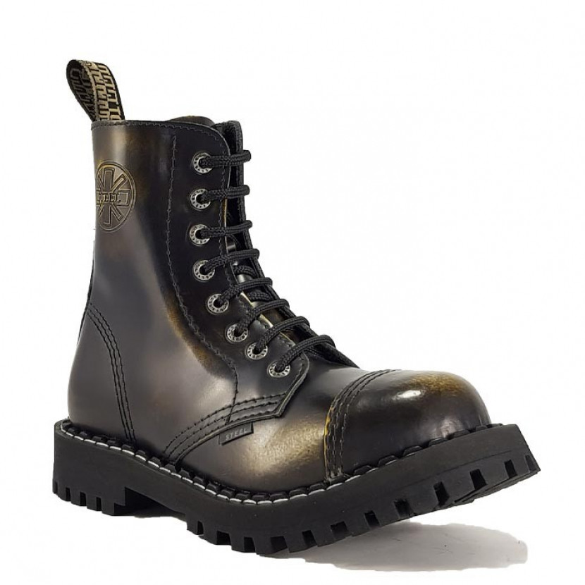 Boty Steel 8-dírkové - žluté stírané, 46