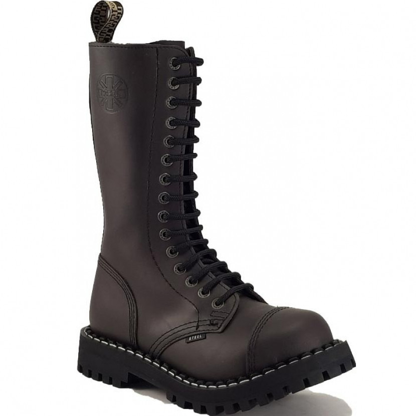 Boty Steel 15-dírkové - hnědé, 43