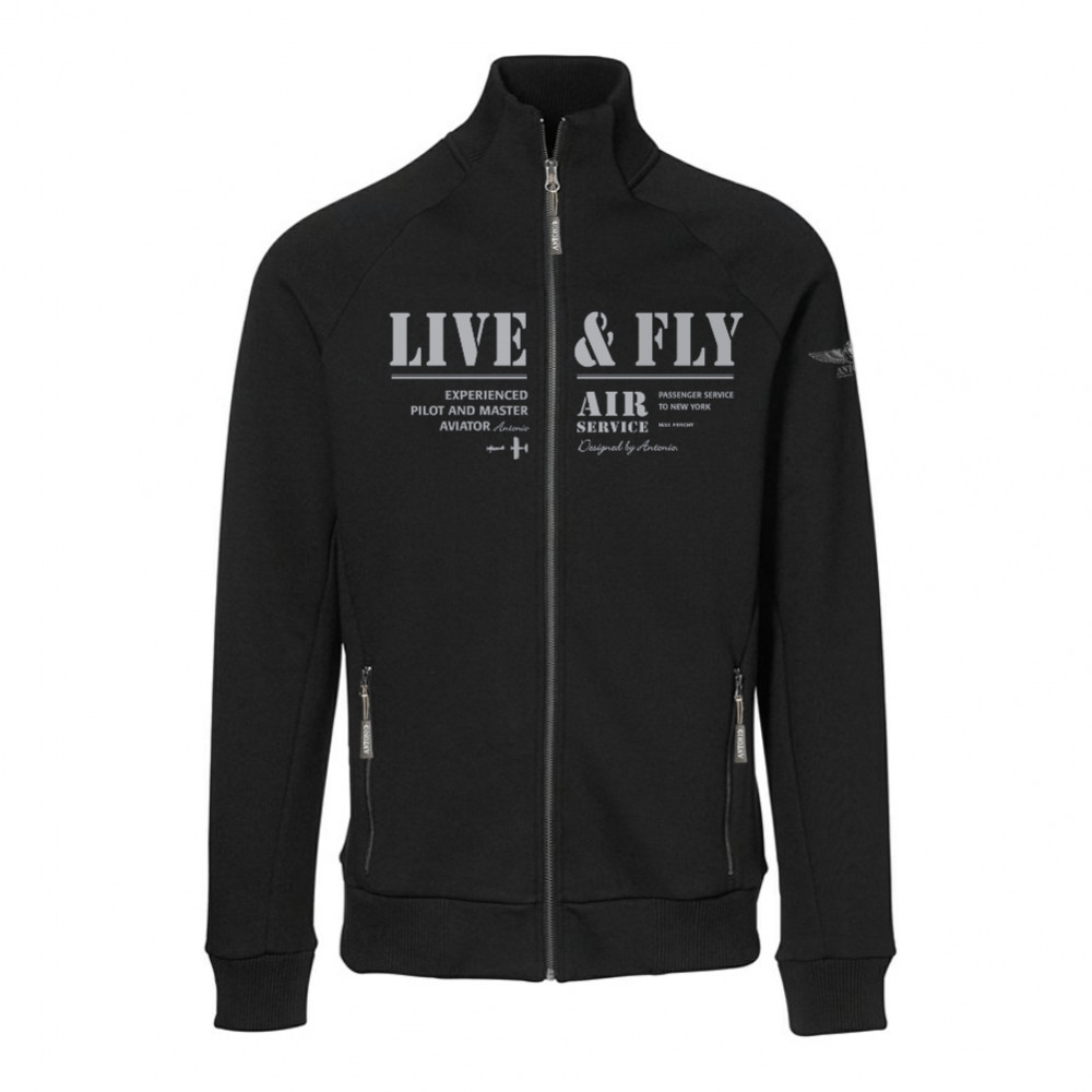 Mikina s leteckým tématem Antonio AIR SERVICE - černá, XXL