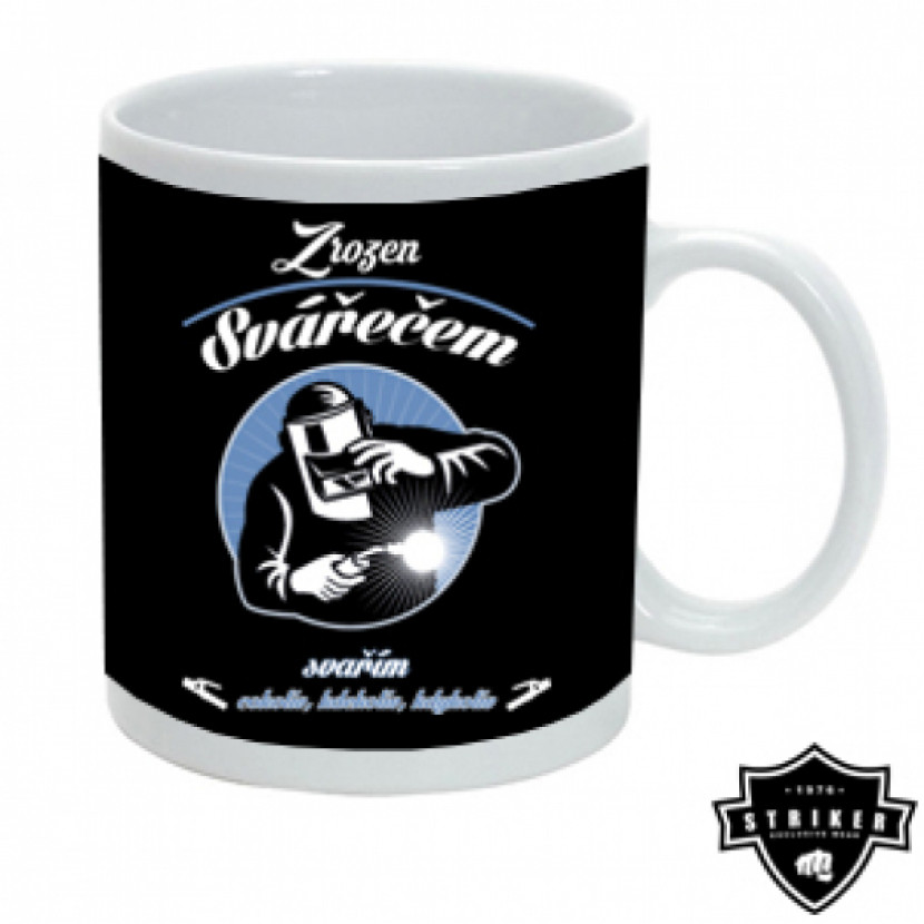 Hrnek Striker Zrozen svářečem - černý-bílý