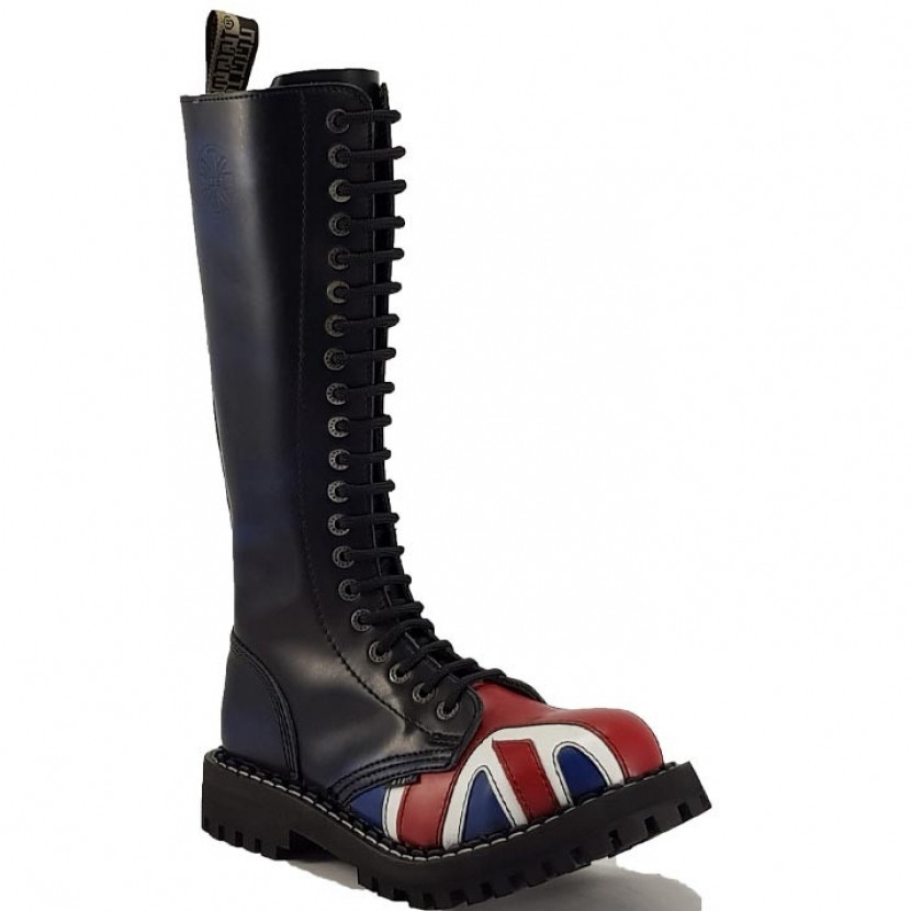 Boty Steel 20-dírkové Britská vlajka - modré stírané, 40