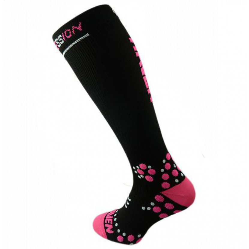 Kompresní podkolenky Haven EvoTec Silver - černé-růžové, 6-7