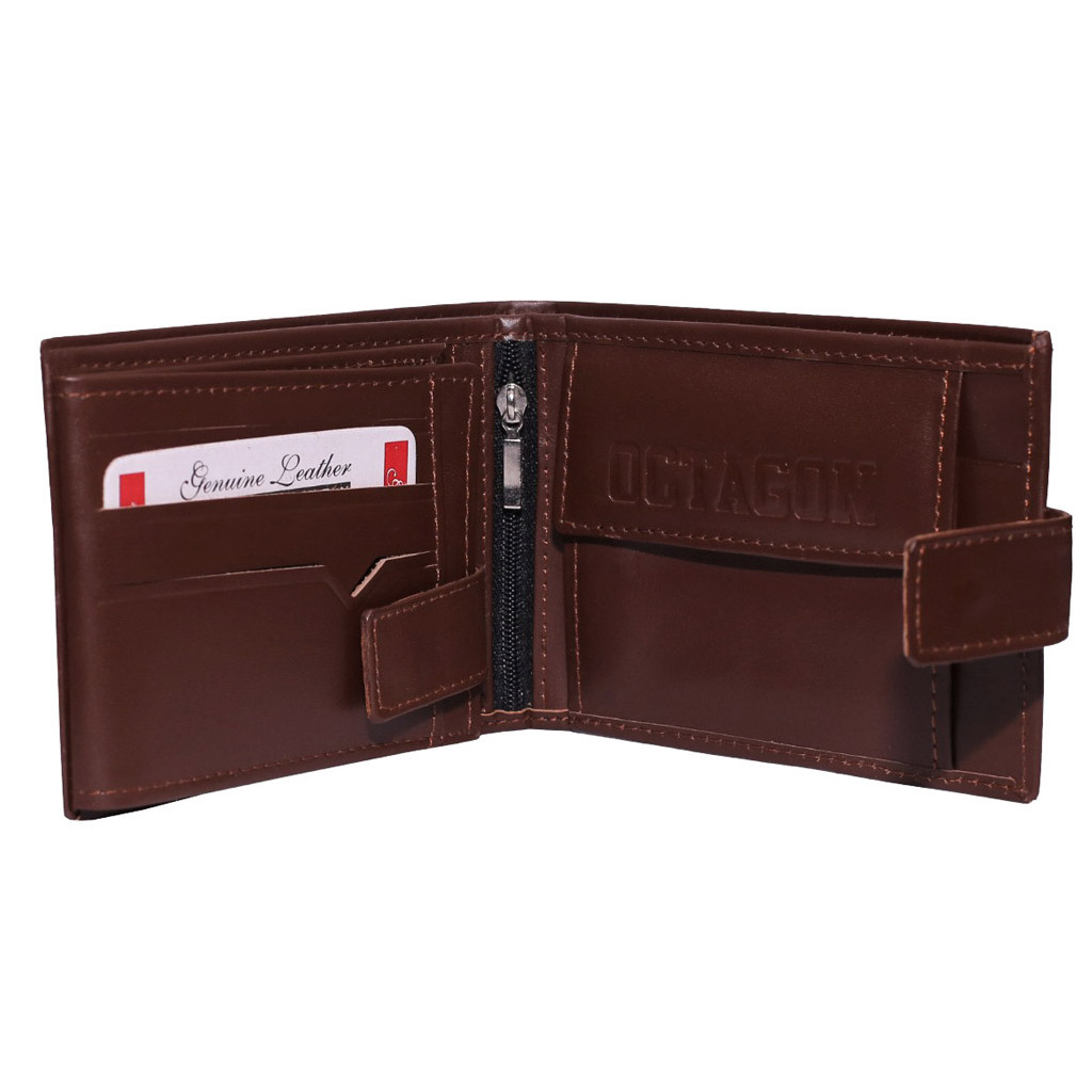 Peněženka kožená Octagon Fightwear Horizontal - hnědá