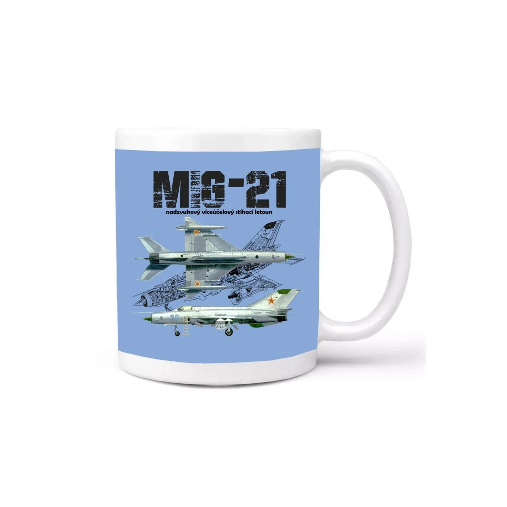 Hrnek Striker MIG-21 - modrý-bílý