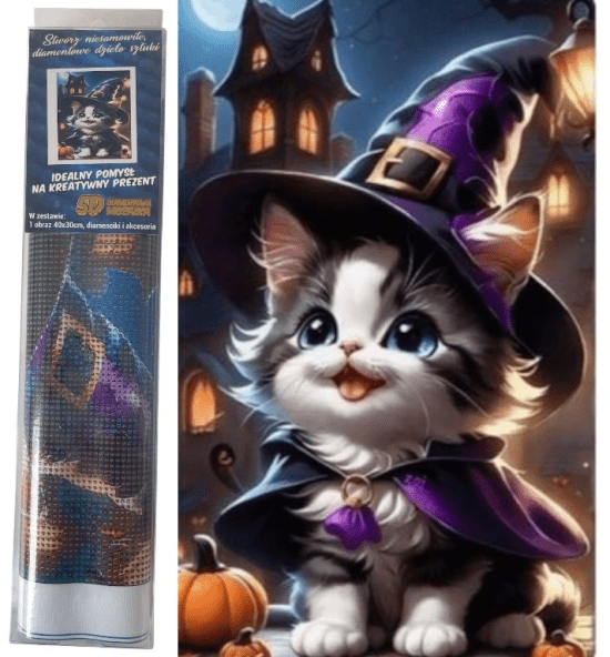 Norimpex Diamantový obrázek - Kočka ve fialovém - 30 x 40 cm - 2000899