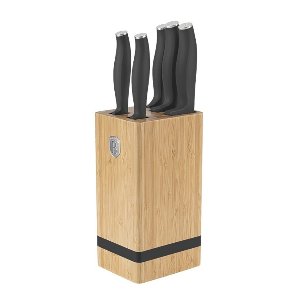 Sada nožů se stojanem BAMBOO 6 ks Anthracit Collection - BERLINGERHAUS