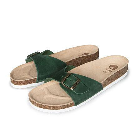 Vlnka Dámské korkové anatomické nazouváky Laura - zelená POUZE EU 42 (VÝPRODEJ)