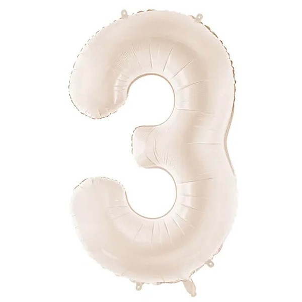 Balónek fóliový číslo 3 světle teplá béžová 86 cm