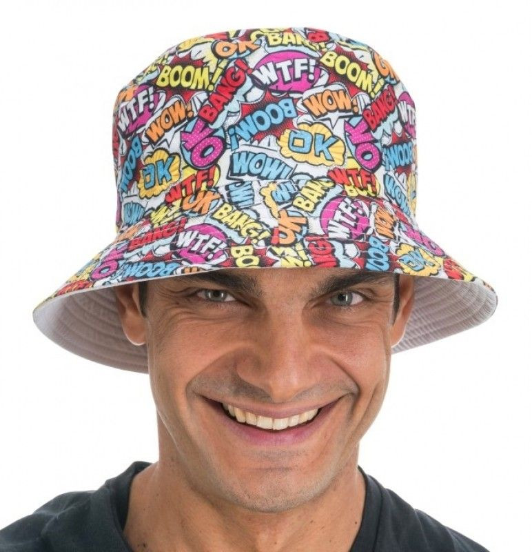 Klobouk barevný bucket s komiksem z 90. let