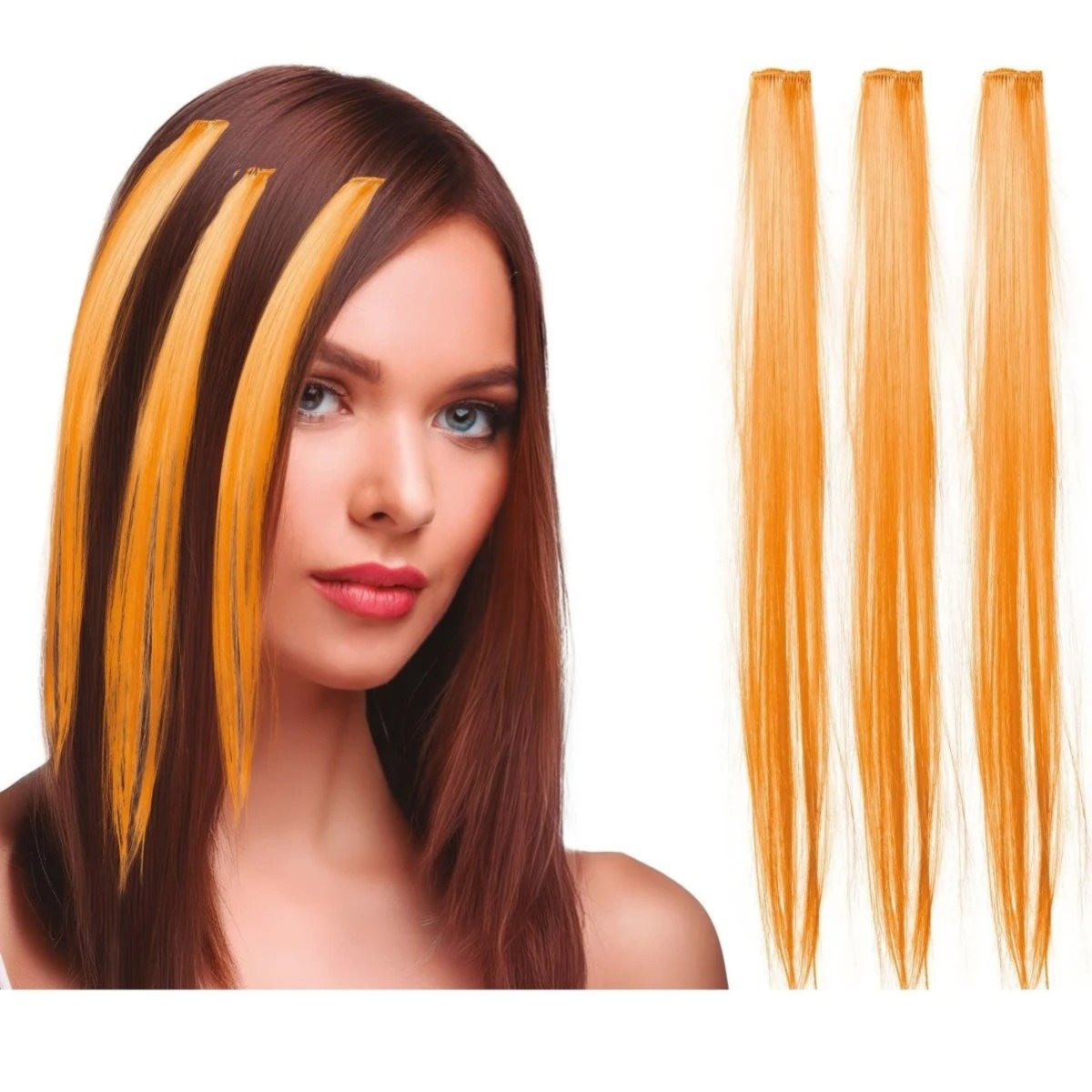 Příčesek do vlasů oranžový 50 cm 3 ks
