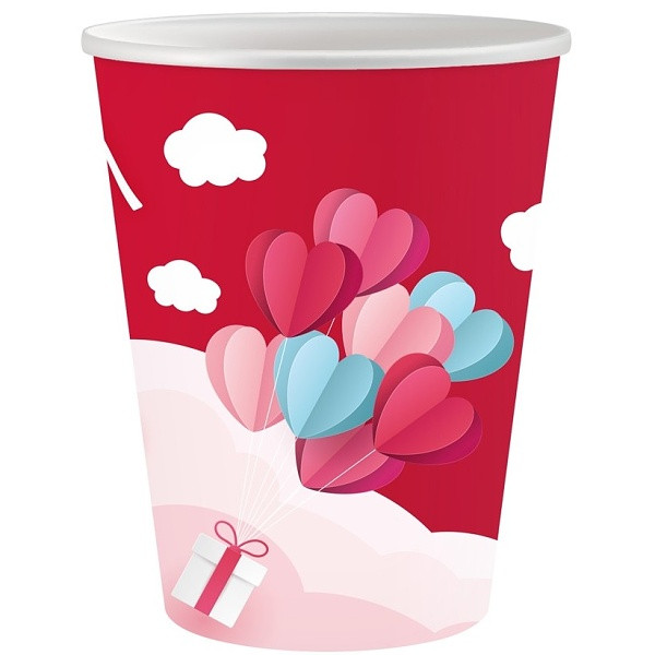 Kelímky papírové Love is in the air červené 250ml 6ks