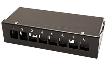 Patchpanel pro keystone moduly STP, 8 portů, neosazený, černý