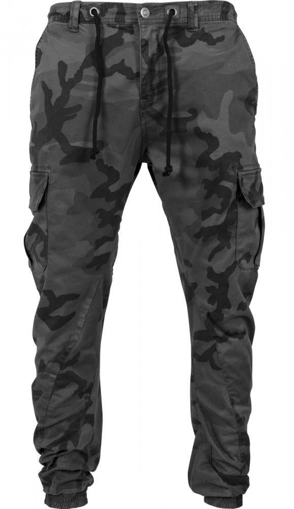 Šedé maskáčové pánské kalhoty Urban Classics Cargo Jogging camo 30