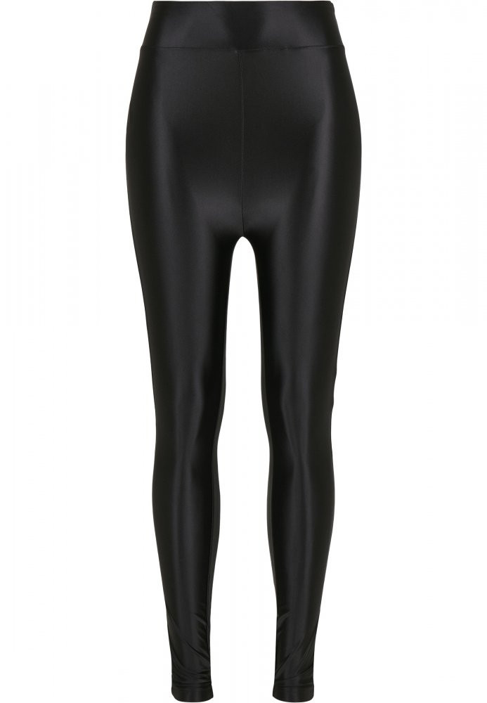 Ladies Highwaist Shiny Metallic Leggings - black 3XL