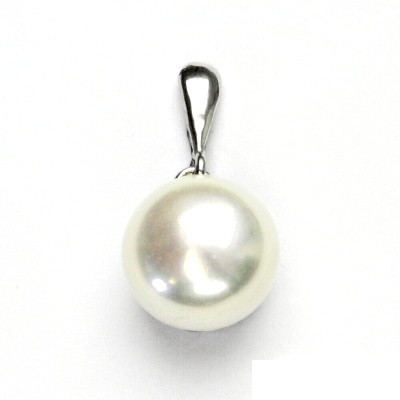 Stříbrný přívěsek, přírodní perla bílá, přívěšek ze stříbra 12-13 mm , P 1299/22
