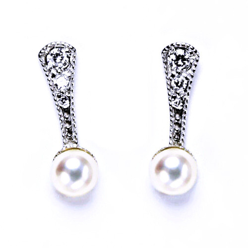 stříbrné náušnice, šroubek (přírodní říční perla bílá 5,5mm)NŠ 1241