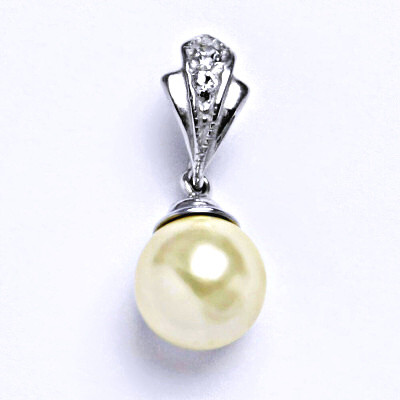 Stříbrný přívěšek s umělou perlou 10 mm,přívěšek ze stříbra P 1193