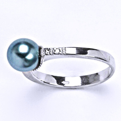Stříbrný prsten s umělou perlou 8 mm, T 1211