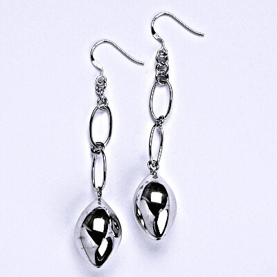 Stříbrné náušnice, náušnice ze stříbra, ovál na řetízku, 9,19 g