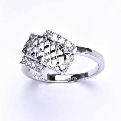 Stříbrný prsten, prsten ze stříbra, syntetický zirkon, váha 2,36 g, vel.52