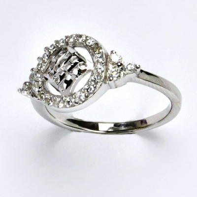 Stříbrný prsten s čirými zirkony, prsten ze stříbra, 3,02 g