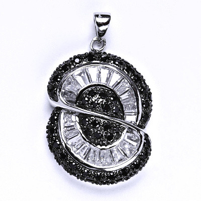 Stříbrný přívěsek s černými a čirými zirkony, přívěsek ze stříbra, 7,63 g