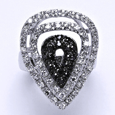 Stříbrný prsten s čirými a černými zirkony,prstýnek ze stříbra,váha 8,49 g