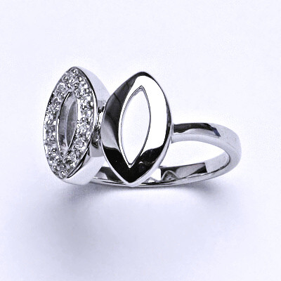 Stříbrný prsten s čirými zirkony,prstýnek ze stříbra,váha 3,14 g