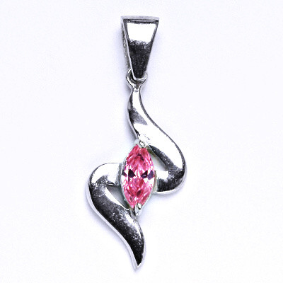 Stříbrný přívěšek s růžovým zirkonem,přívěšek ze stříbra, váha 3,77 g