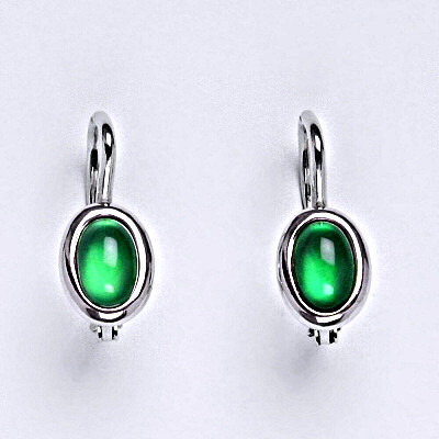 Stříbrné náušnice s přírodním kamenem green agate 6x4 mm ,zelený achát,NK 1353
