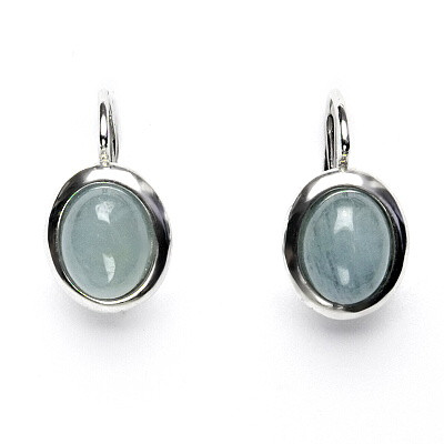 Stříbrné náušnice, přírodní akvamarin B, NK 1453