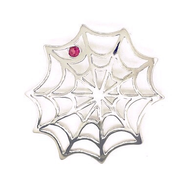 Stříbrný přívěšek pavučina zirkon rubín - P 1401