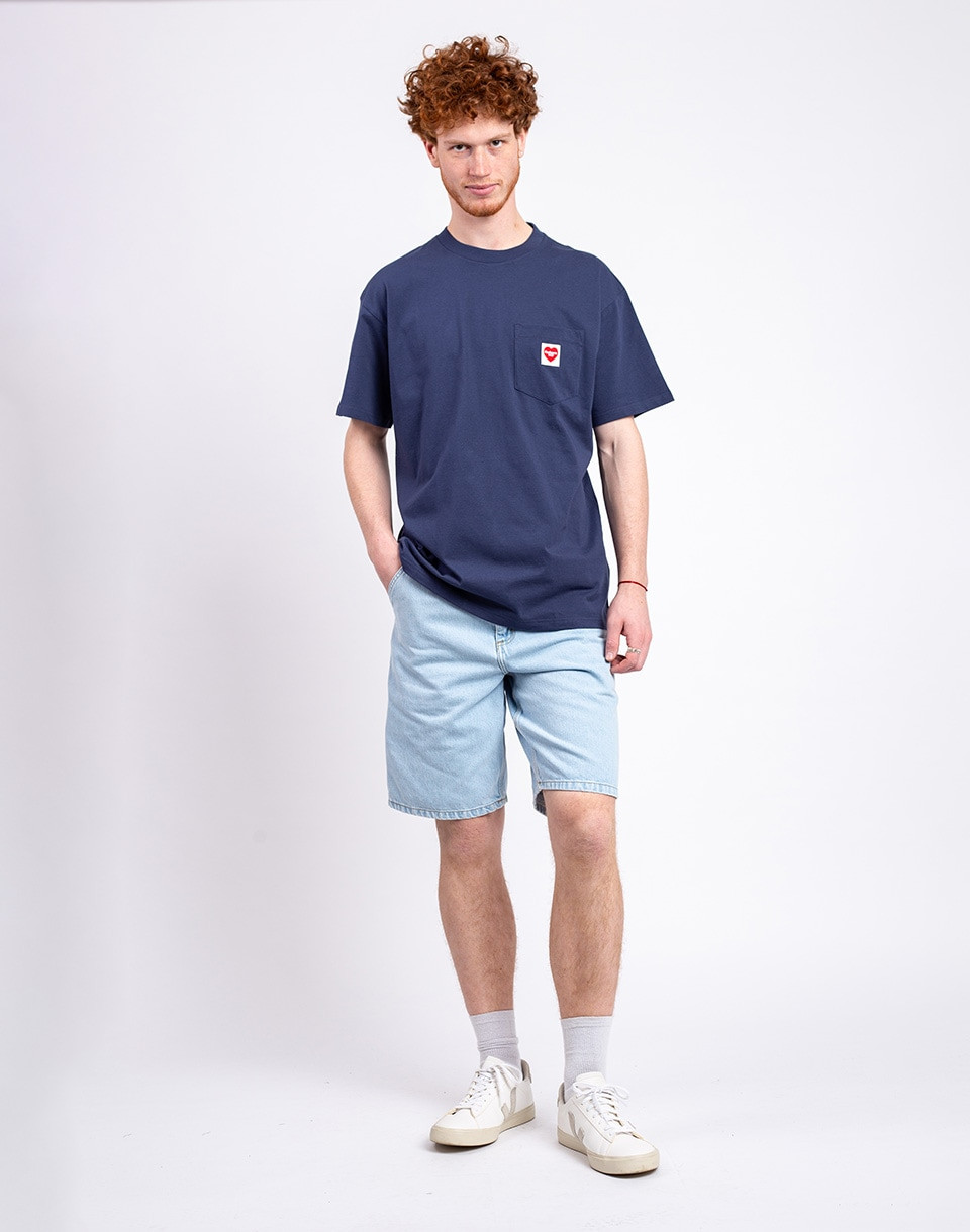 Carhartt WIP Single Knee Short Blue heavy stone wash 33