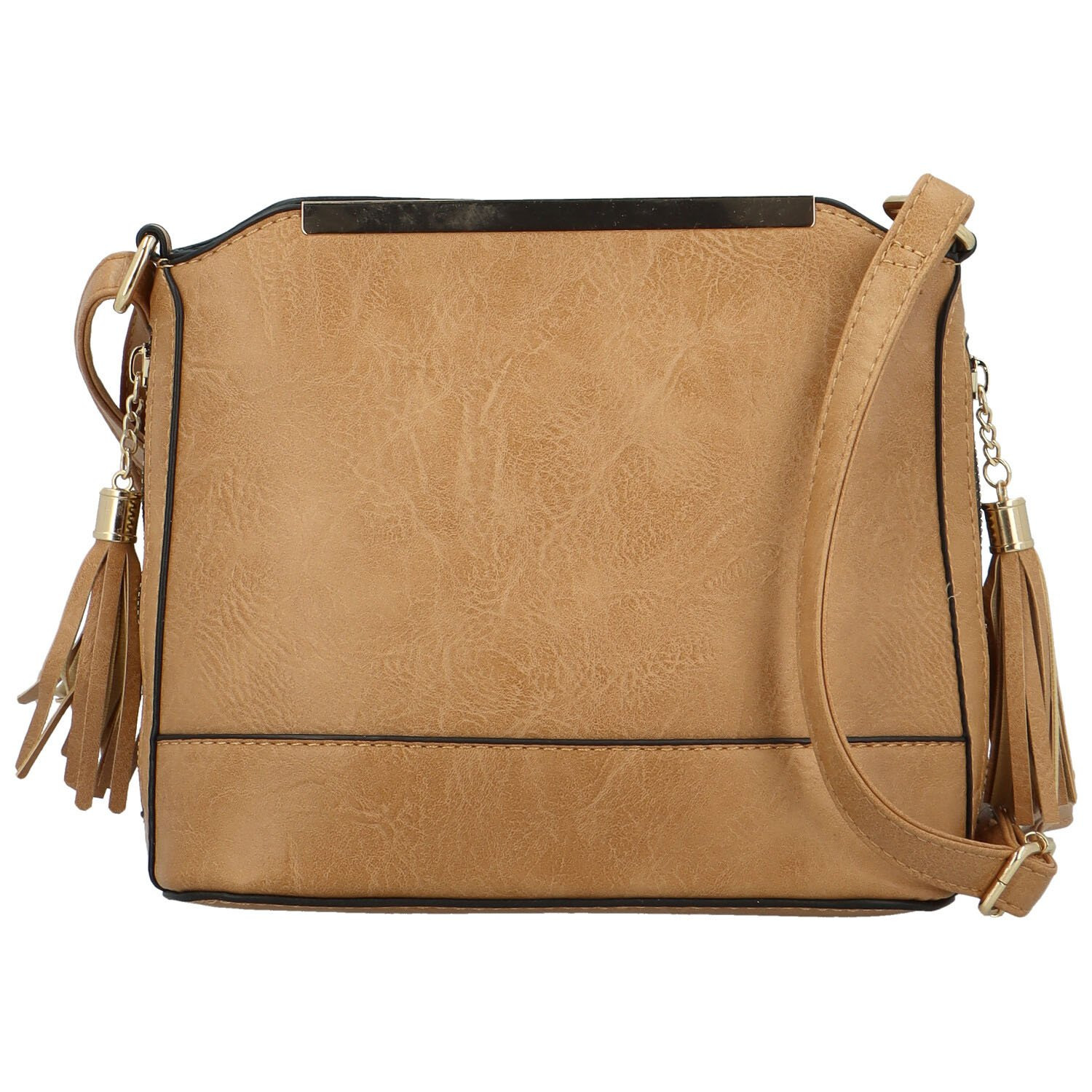 Módní dámská koženková crossbody kabelka Vaios, camel