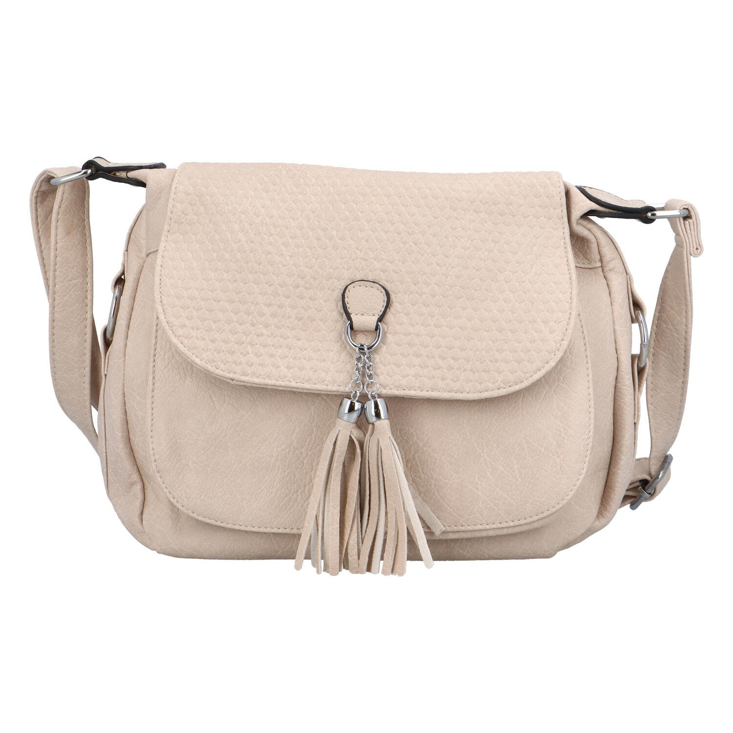 Dámská koženková kabelka s výraznou klopou Gallina, béžová