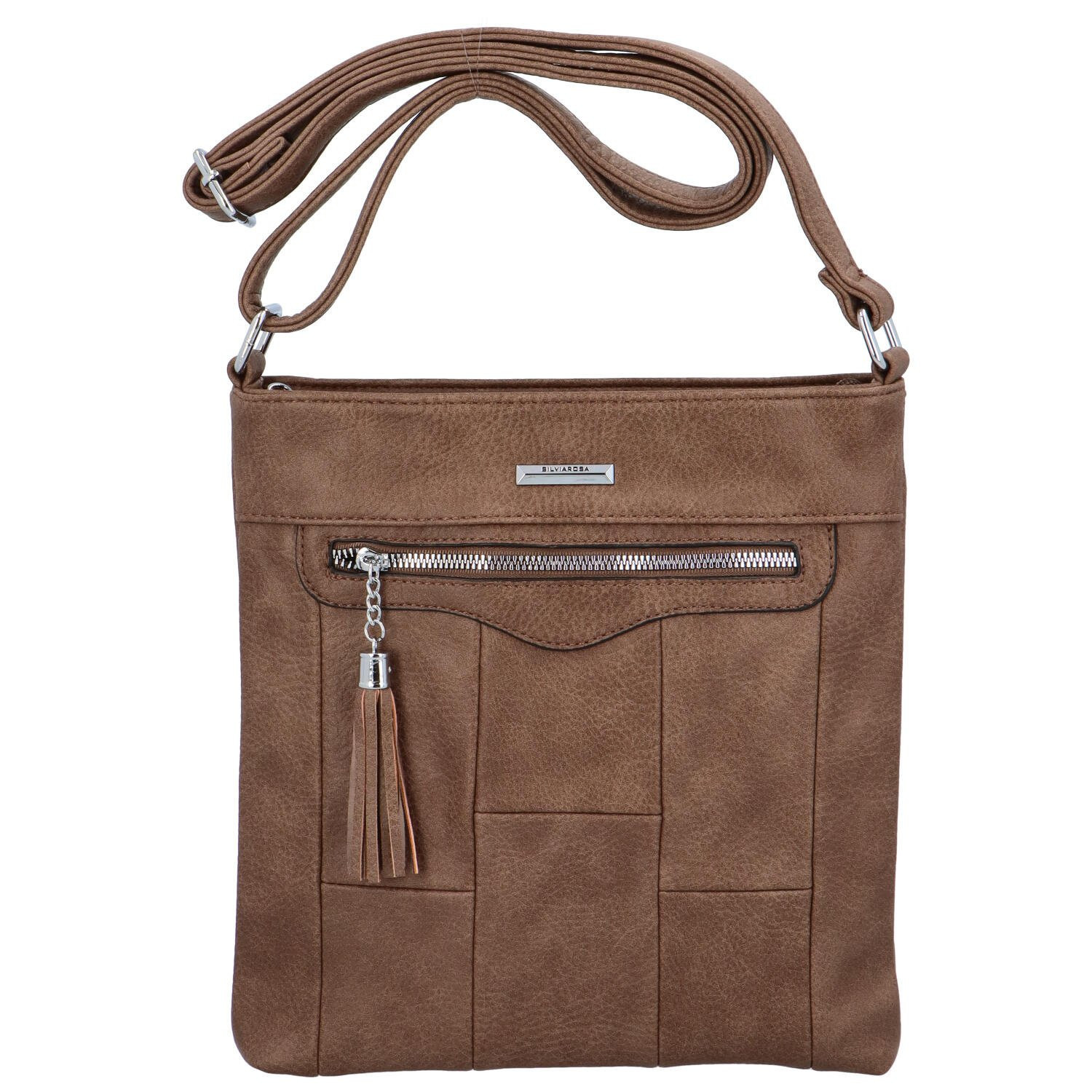 Příjemná dámská koženková crossbody s výraznou ozdobou Alice, zemitá