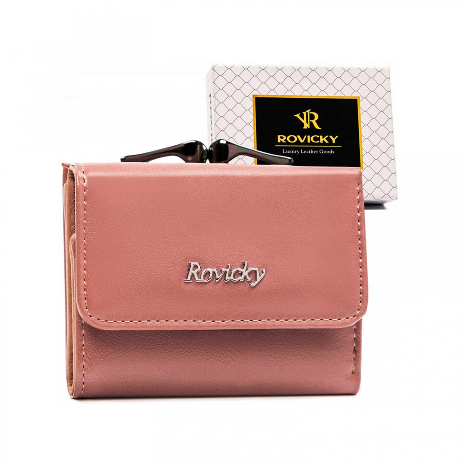 Trendy dámská mini kožená peněženka Haidis, růžová