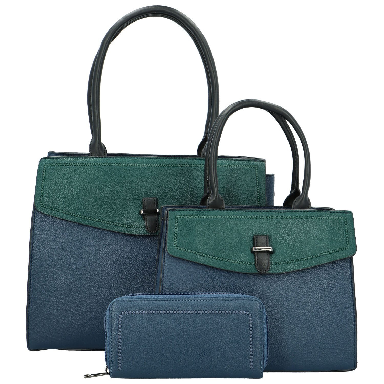 Trendy sada koženkových kabelek do ruky s peněženkou Talbia, modrá