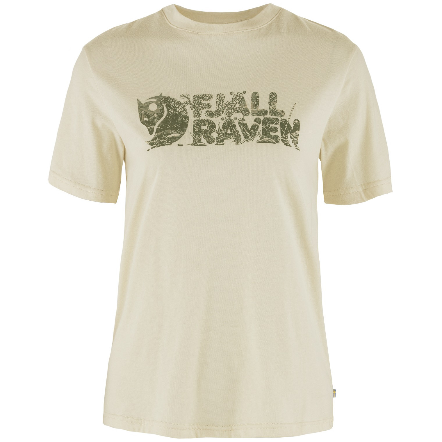 Dámské triko Fjällräven Lush Logo T-shirt W Velikost: M / Barva: béžová/bílá