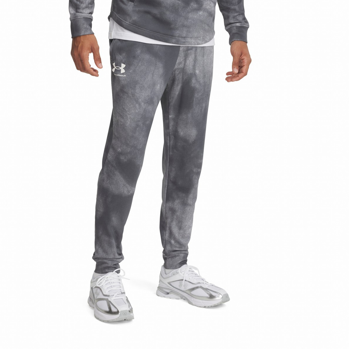Pánské tepláky Under Armour Rival Terry AOP Jogger Q1 Velikost: M / Barva: šedá