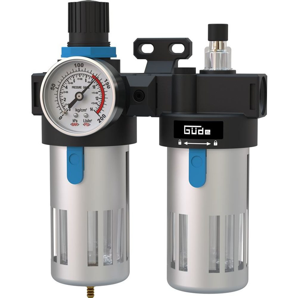 Regulátor tlaku s filtrem, manometrem a rozpraš.oleje GÜDE 1/2
