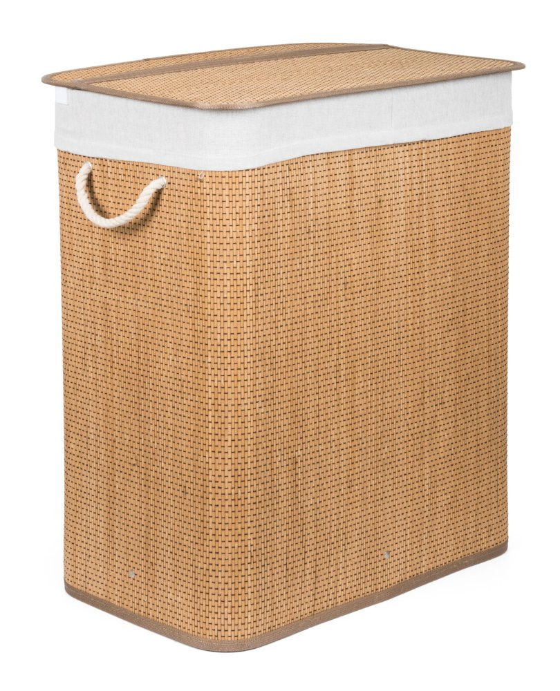 G21 Koš na prádlo G21 105 l s rozdělovačem, bambusový s bílým košem  G21-63555163