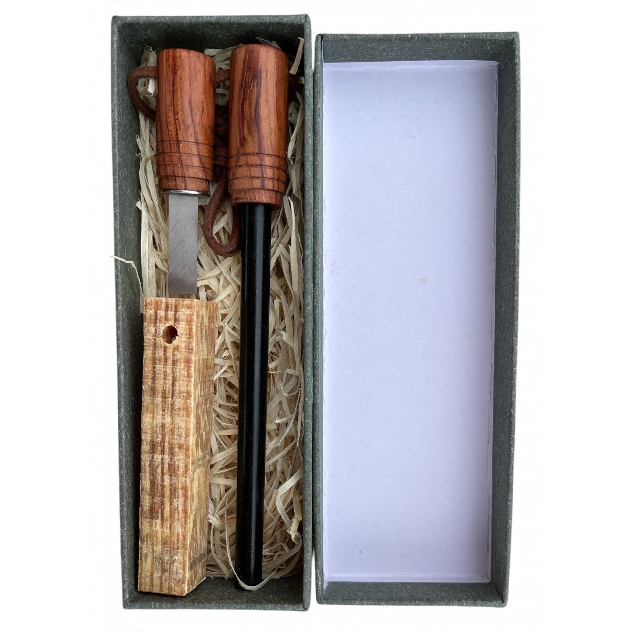 Dárková sada křesadla Bubinga EX M v šedé krabičce - černá-hnědá