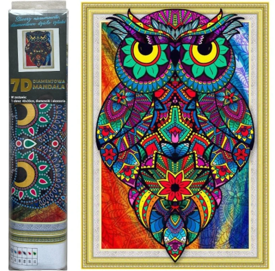 Norimpex Diamantový obrázek 7D - Sova - 30 x 40 cm - 1006642