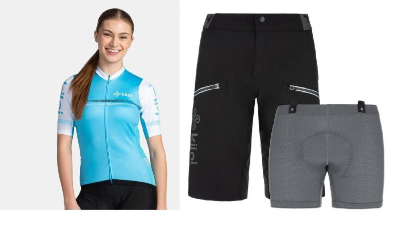 KILPI CORRIDOR-W Modrý cyklistický dres + Kilpi TRACKEE-W černé cyklistické kraťasy