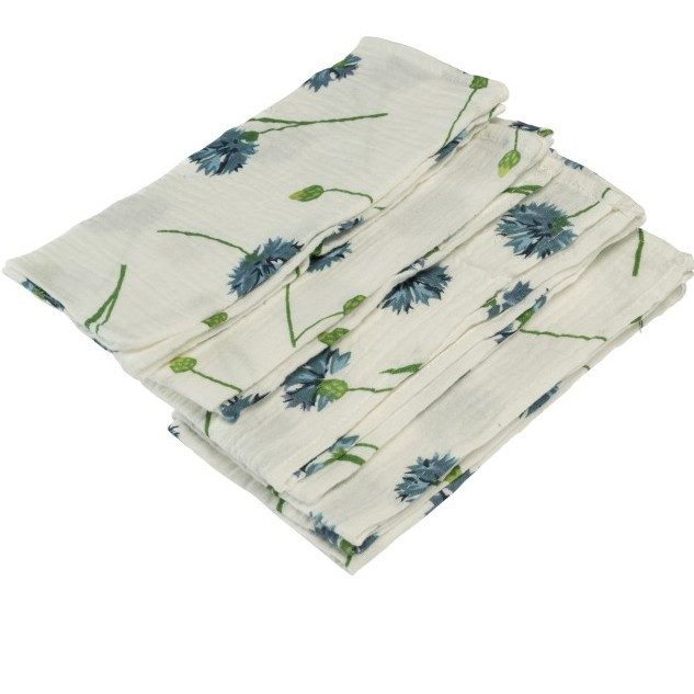 Ubrousky bavlněné s modrými chrpami 40x40cm 4 ks