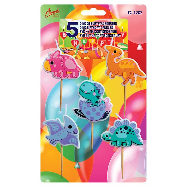 Svíčky narozeninové Dinosaurus 5 ks