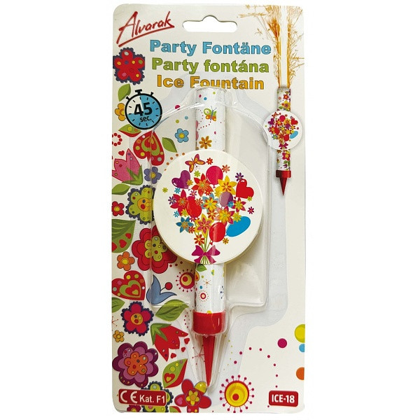 Fontánka dortová Květiny a srdíčka 12 cm