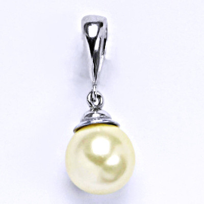 Stříbrný přívěšek s umělou bílou perlou 10 mm, P 1193 V/6