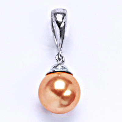 Stříbrný přívěšek s umělou lososovou perlou 10 mm, P 1193 V/6